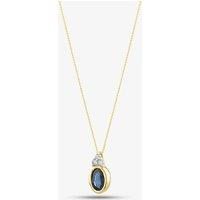 T.H.Baker Women's 9ct Yellow Gold Oval Sapphire & Diamond Necklace P4505C-10 in Blue