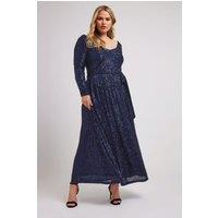 Yours Women's Sequin Maxi Dress in Blue | Size: 22