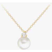 T.H.Baker Women's 9ct Yellow Gold Pearl & Cubic Zirconia Necklace 1.13.7604 | Size: 46 cm