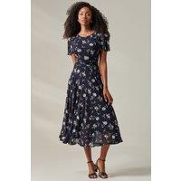 Jolie Moi Women's Harlie Floral Mesh Maxi Dress in Navy | Size: 14