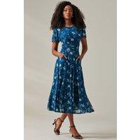 Jolie Moi Women's Harlie Floral Mesh Maxi Dress in Blue | Size: 18