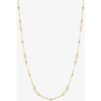 T.H.Baker Women's 9ct Yellow Gold 18 Inch Freshwater Pearl Station Chain Necklace GN367W | Size: 18 inches