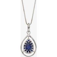 T.H.Baker Women's 9ct White Gold Sapphire Cut Out Teardrop Necklace GP2271L GN151 in Blue | Size: 46 cm