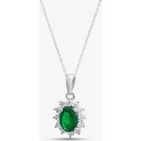 9ct White Gold Oval Cut Emerald & Cubic Zirconia Halo Necklace D152307WG