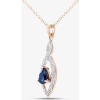 T.H.Baker Women's 9ct Yellow Gold Sapphire & Diamond Set Pendant Necklace PP03616Y SA