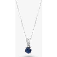 T.H.Baker Women's 9ct White Gold Sapphire & Diamond Crossover Pendant Necklace OJP1703-BS in Silver | Size: 44 cm