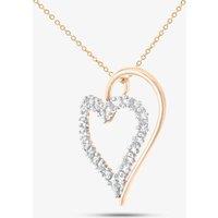 T.H.Baker Women's 9ct Yellow Gold Large Double Diamond Heart Pendant Necklace PP03175Y