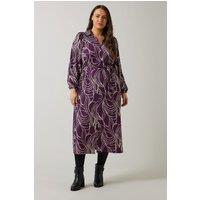 Evans Women's Printed Shirt Dress in Purple | Size: 22-24