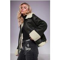 PixieGirl Women's Petite Aviator Jacket in Black | Size: 12