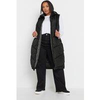Yours Women's Reversible Quilted Longline Hooded Gilet in Black | Size: 20