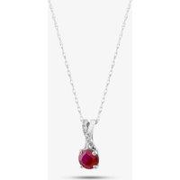 T.H.Baker Women's 9ct White Gold Ruby & Diamond Crossover Pendant Necklace OJP1703-R in Silver