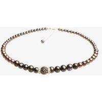T.H.Baker Women's T H Baker Silver Black Simulated Pearl Cubic Zirconia Ball Necklace N-1127-4
