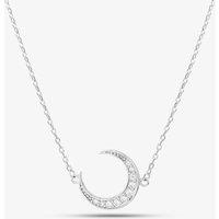 T.H.Baker Women's Sterling Silver Cubic Zirconia Crescent Moon Necklace N611070