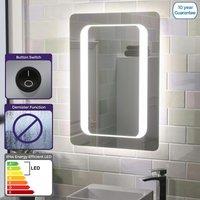 Nes Home Ella LED Illuminated Mirror with Battery Powered Button Switch 500 x 700mm in Silver