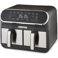 Geepas 8L Vortex Dual Basket Air Fryer 8-in-1 Digital Convection Oven in Silver