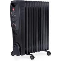 Pro Breeze 2500W Oil Filled Radiator Heater with 11 Fins in Black