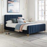 Birlea Double Bed Frame Navy Charles Midnight Blue Fabric 4FT6 135cm