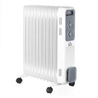 HOMCOM Oil Filled Radiator 11 Fin Heater with Wheels & 3 Heat Settings in White