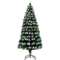 HOMCOM 6ft White Light Artificial Christmas Tree LEDs Star Topper Tri Base in Green
