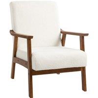 HOMCOM Boucle Accent Chair Armchair W/ Wide Seat for Living Room Bedroom in White