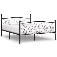 Berkfield Home Bed Frame with Slatted Base Black Metal 180x200 cm Super King