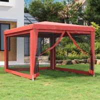 Berkfield Home Party Tent with 4 Mesh Sidewalls Red 3x4 m HDPE