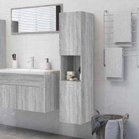 Berkfield Home Bathroom Cabinet Grey Sonoma 30x30x130 cm Engineered Wood | Size: 30 x 30 x 130 cm