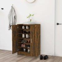 Berkfield Home Shoe Cabinet Smoked Oak 60x35x92 cm Engineered Wood in Brown | Size: 60 x 35 x 92 cm