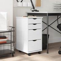 Berkfield Home Rolling Cabinet with Drawers MOSS White Solid Wood Pine