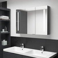 Berkfield Home LED Bathroom Mirror Cabinet 89x14x62 cm Shining Grey | Size: 89 x 14 x 62 cm