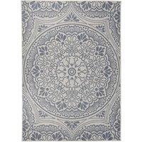 Berkfield Home Outdoor Flatweave Rug 140x200 cm Blue Pattern | Size: 100 cm diameter