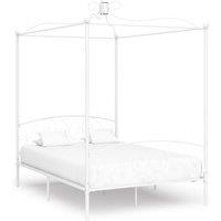 Canopy Bed Frame White Metal 140x200 cm