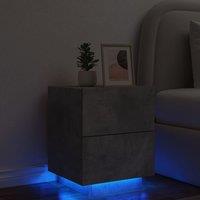 Berkfield Home Bedside Cabinet with LED Lights Concrete Grey Engineered Wood