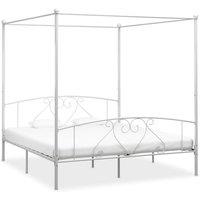 Berkfield Home Canopy Bed Frame White Metal 6FT Super King