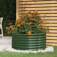 Berkfield Home Garden Planter Powder-coated Steel 80x80x36 cm Green | Size: 80 x 80 x 36 cm