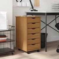 Berkfield Home Rolling Cabinet with Drawers MOSS Honey Brown Solid Wood Pine