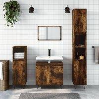 Berkfield Home Bathroom Cabinet Smoked Oak 65x33x60 cm Engineered Wood in Brown | Size: 65 x 33 x 60 cm