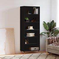 Highboard Black 69.5x32.5x180 cm Engineered Wood