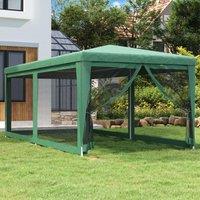 Berkfield Home Party Tent with 6 Mesh Sidewalls Green 3x6 m HDPE