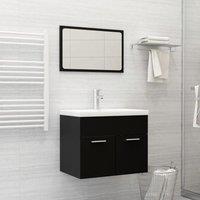 Berkfield Home 2 Piece Bathroom Furniture Set Black Engineered Wood