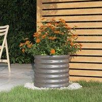 Berkfield Home Garden Planter Powder-coated Steel 40x40x36 cm Grey | Size: 40 x 40 x 36 cm