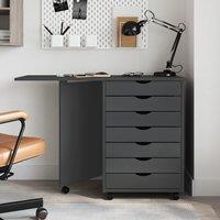Berkfield Home Rolling Cabinet with Desk MOSS Grey Solid Wood Pine