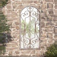 Berkfield Home Garden Mirror Sand 100x45 cm Iron for Outdoor Use in Beige