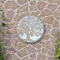 Berkfield Home Garden Mirror Sand 40x2.5 cm Iron Round for Outdoor Use in Beige