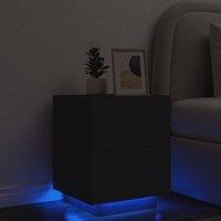 Berkfield Home Bedside Cabinet with LED Lights Black Engineered Wood