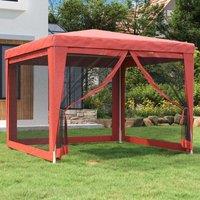Berkfield Home Party Tent with 4 Mesh Sidewalls Red 3x3 m HDPE