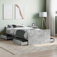 Berkfield Home Bed Frame with Headboard & Footboard Concrete Grey 100x200 cm