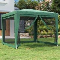 Berkfield Home Party Tent with 4 Mesh Sidewalls Green 3x3 m HDPE