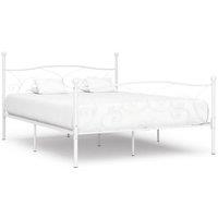 Berkfield Home Bed Frame with Slatted Base White Metal 180x200 cm Super King