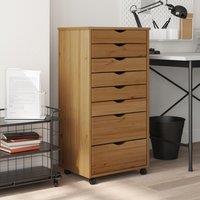 Berkfield Home Rolling Cabinet with Drawers MOSS Honey Brown Solid Wood Pine